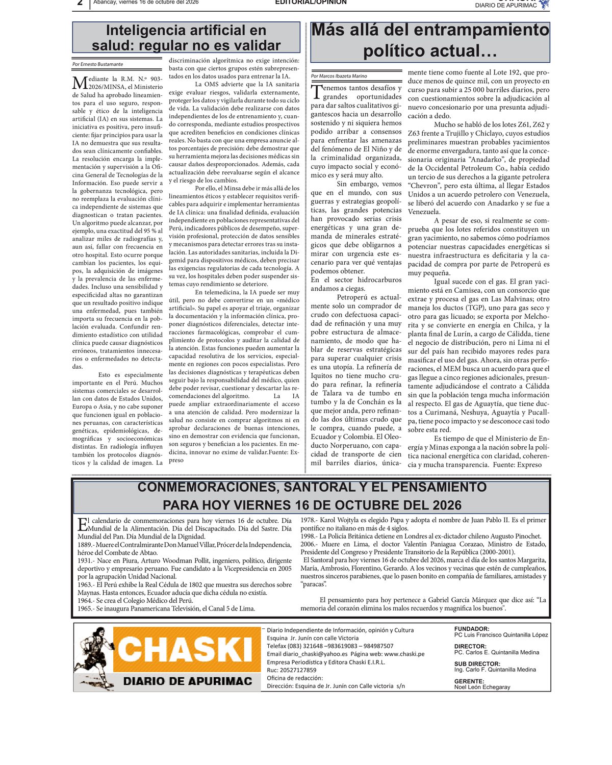 Página 2 - Diario Chaski